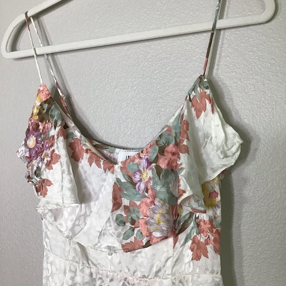 LPA Dress 164 in Floral Leopard Ruffle Silk Blend - Picture 4 of 11